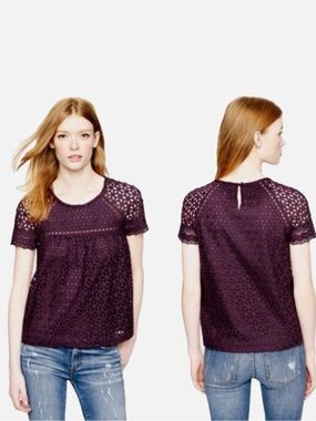 J.Crew Eyelet Cotton Top Plum Purple Size 10